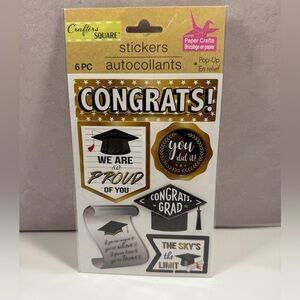 🩷5/$10 Gold & Black 'Congrats' Graduation Sticker Pack
